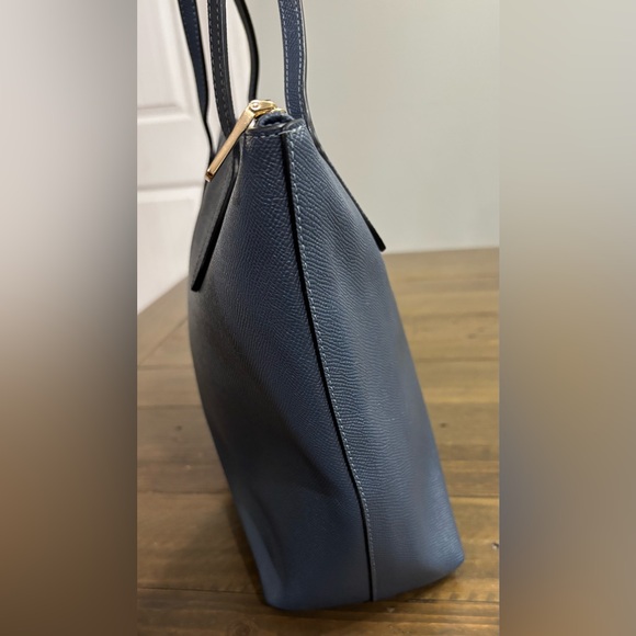 Coach Zip Top Tote in Denim Blue Cross Grain Leather w/ COA - Picture 4 of 9